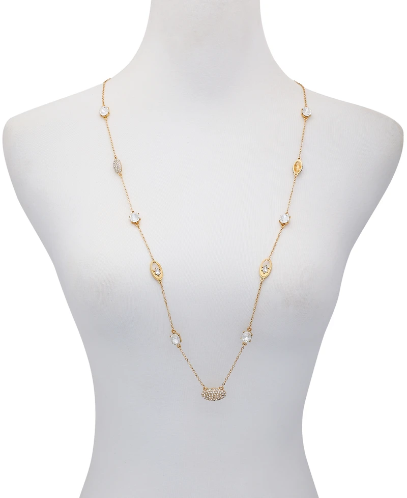 T Tahari Gold-Tone Crystal & Open Oval 36" Strand Necklace
