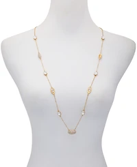 T Tahari Gold-Tone Crystal & Open Oval 36" Strand Necklace