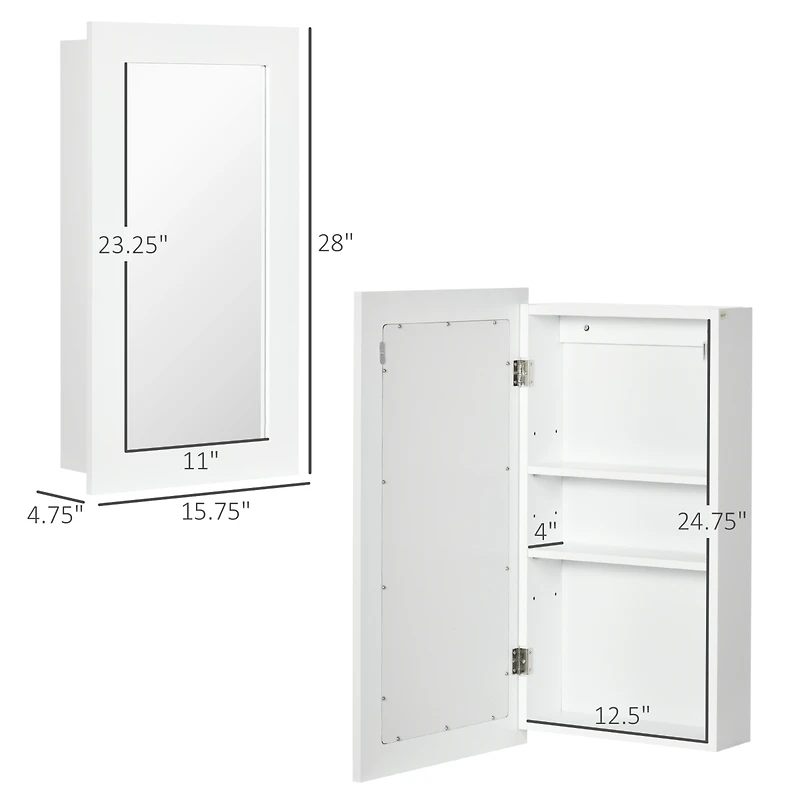 kleankin Bathroom Medicine Cabinet, Wall Mounted Mirror Cabinet,