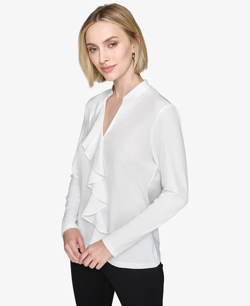 Karl Lagerfeld Paris Women's Ruffled Long-Sleeve Blouse