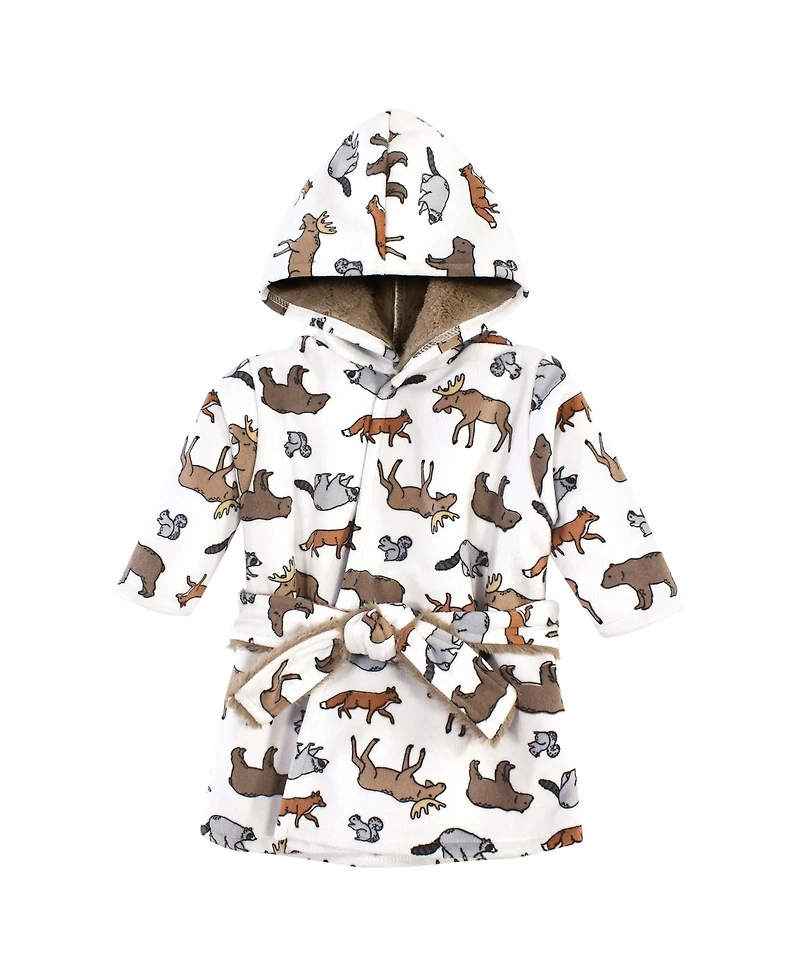 Hudson Baby Boys Unisex Sumptuous Mink-Tone Robe with Faux Fur Interior for Poolside & Beach