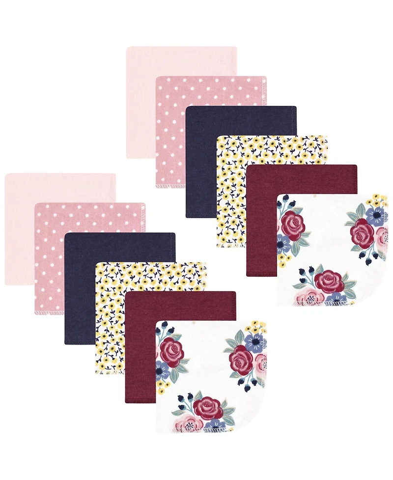 Hudson Baby Girls Flannel Cotton Washcloths