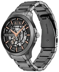A|X Armani Exchange Men's Automatic Three-Hand Gunmetal Stainless Steel Watch 46MM
