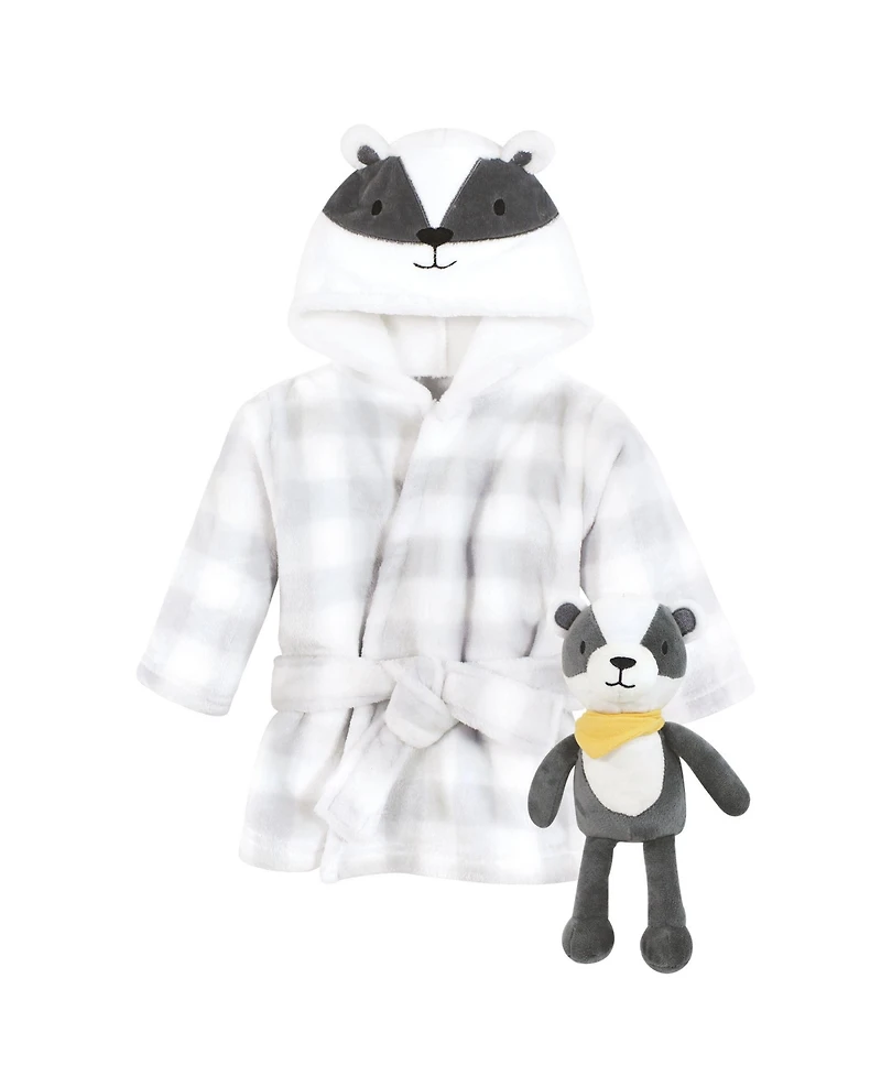 Hudson Baby Boys Unisex Cozy Robe & Playtime Buddy Set