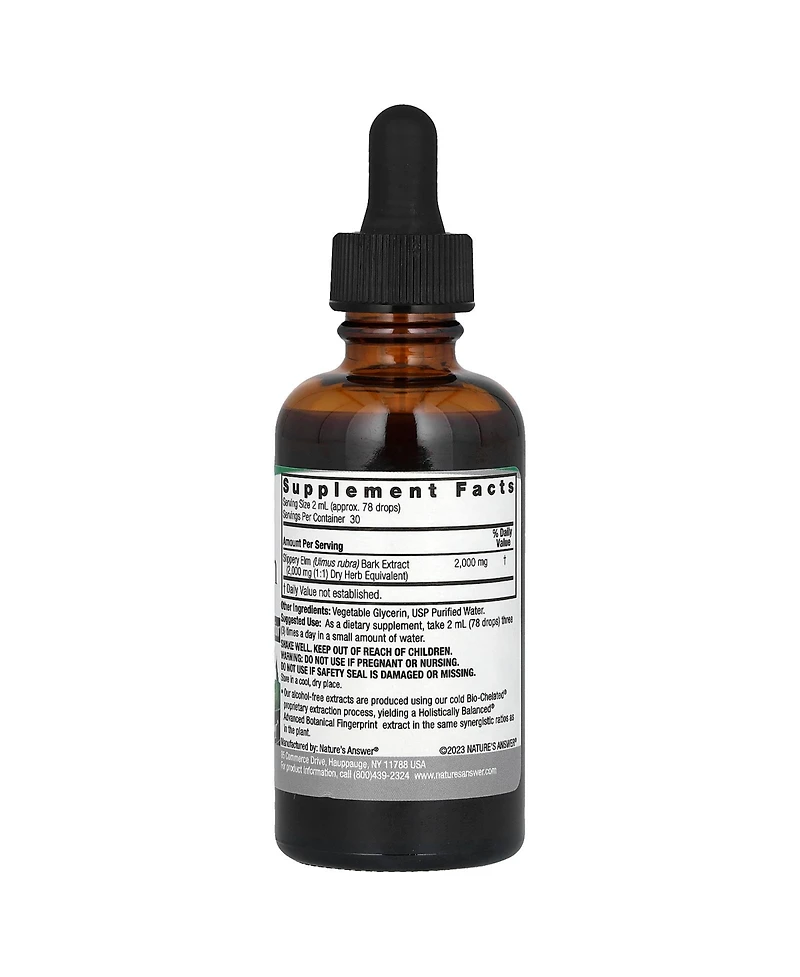 Nature's Answer Slippery Elm Extract Alcohol-Free 2 000 mg