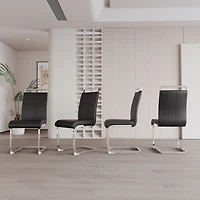 Modern Leather Upholstered Dining Chairs with Metal Legs (Set of 4)