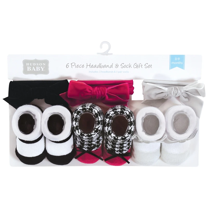 Hudson Baby Girls Coordinated Comfy Headband and Socks Giftset