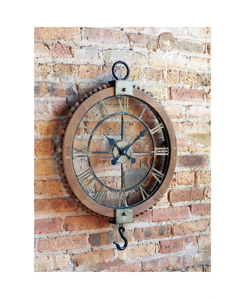 Slickblue Open Face Industrial Wall Clock W/hook Accent 22"d