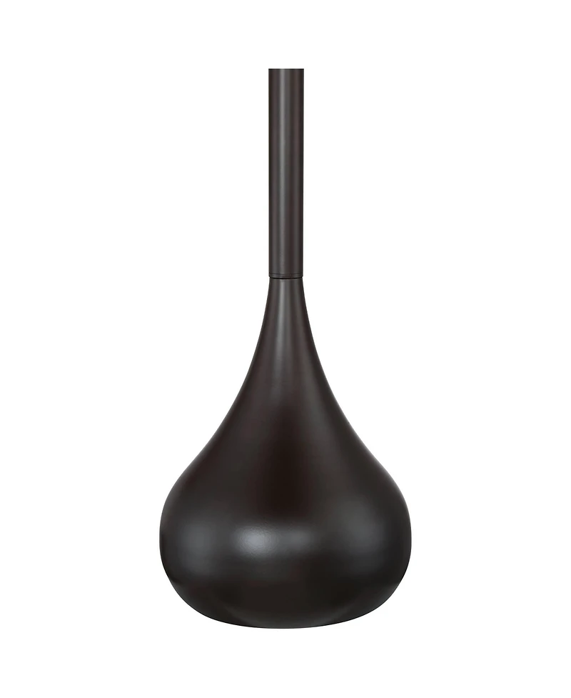 Possini Euro Design Mid Century Modern Floor Lamp 62" Tall Bronze Metal Droplet Off White Cream Cylinder Shade for Living Room Reading