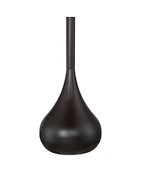 Possini Euro Design Mid Century Modern Floor Lamp 62" Tall Bronze Metal Droplet Off White Cream Cylinder Shade for Living Room Reading