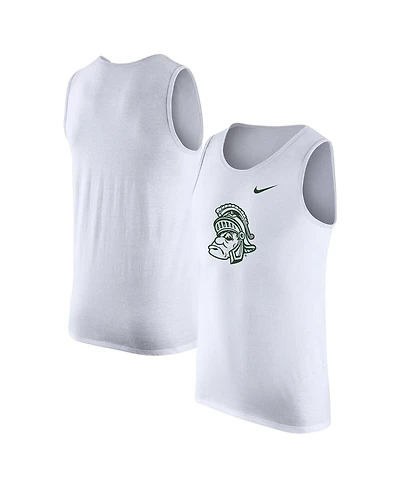 Nike Men's White Michigan State Spartans Vintage-like Logo Performance Tank Top