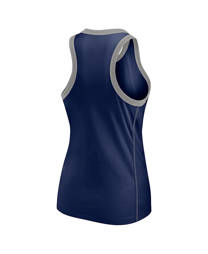 Fanatics Women's Navy New York Yankees Tailsweep Fashion Racerback Rhinestone Tank Top