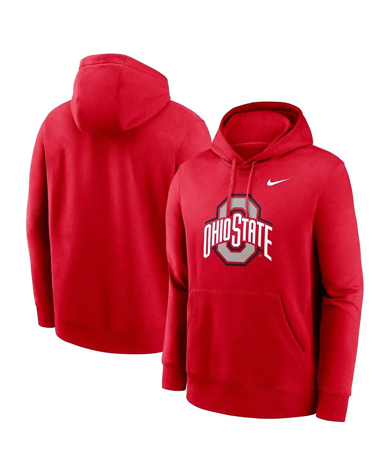 Nike Men's Scarlet Ohio State Buckeyes Primetime Evergreen Club Fleece Pullover Hoodie