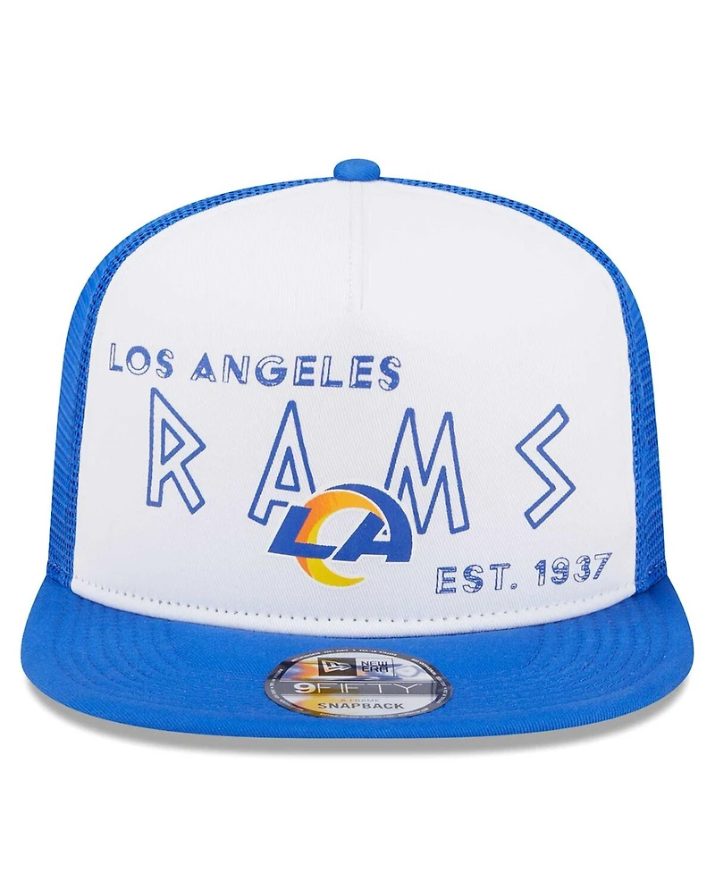 New Era Men's White/Royal Los Angeles Rams Banger 9FIFTY Trucker Snapback Hat