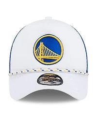 New Era Men's White/Royal Golden State Warriors Court Sport Foam A-Frame 9FORTY Adjustable Trucker Hat