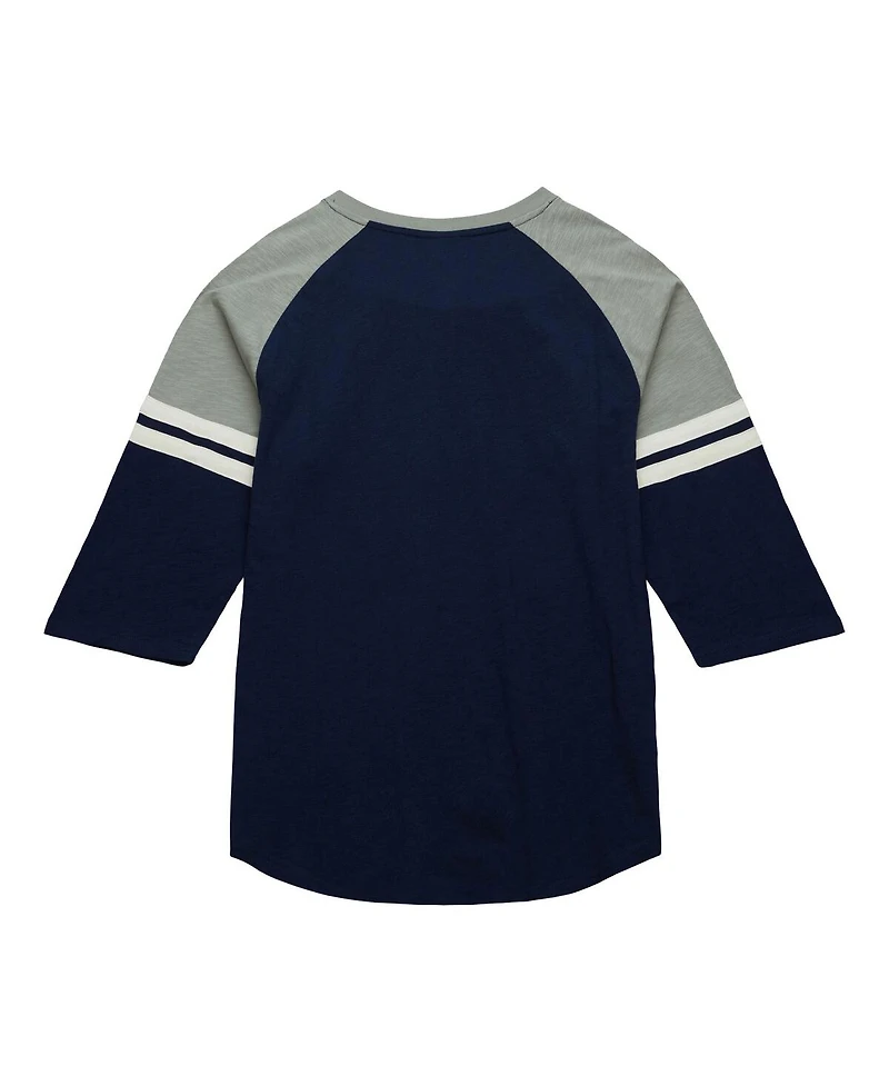 Mitchell & Ness Men's Navy New York Yankees Cooperstown Collection Legendary Raglan Slub Henley 3/4-Sleeve T-Shirt