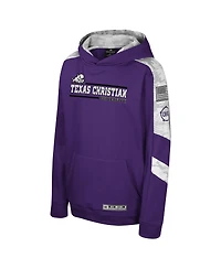 Colosseum Big Boys and Girls Purple Tcu Horned Frogs Oht Military Appreciation Cyclone Digital Camo Pullover Hoodie