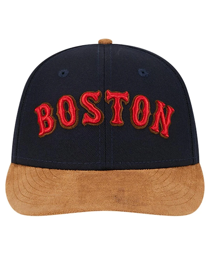 New Era Men's Navy Boston Red Sox Team Suede Visor Low Profile 59FIFTY Fitted Hat
