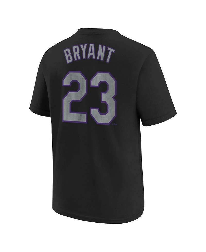 Nike Big Boys and Girls Kris Bryant Black Colorado Rockies Home Player Name Number T-Shirt