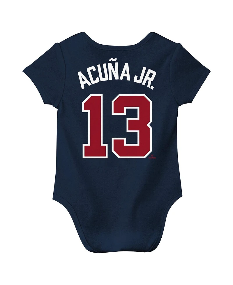 Nike Baby Ronald Acuna Jr. Navy Atlanta Braves Fuse Name Number Bodysuit