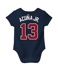 Nike Baby Ronald Acuna Jr. Navy Atlanta Braves Fuse Name Number Bodysuit