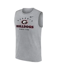 Nike Men's Heather Gray Georgia Bulldogs Primetime Legend Lock Up Performance Muscle Tank Top