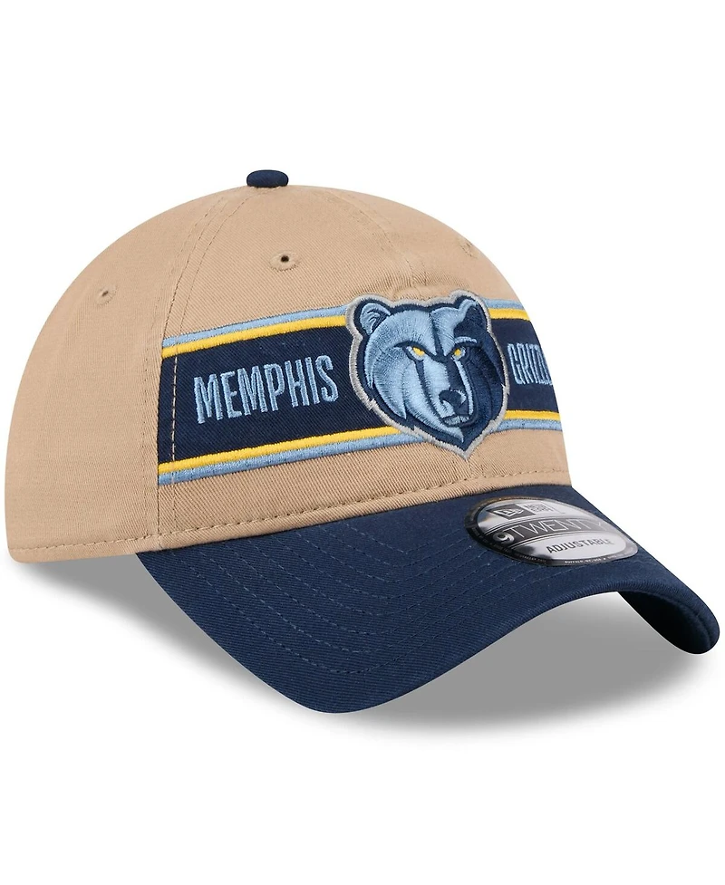 New Era Men's Tan/Navy Memphis Grizzlies 2024 Nba Draft 9TWENTY Adjustable Hat