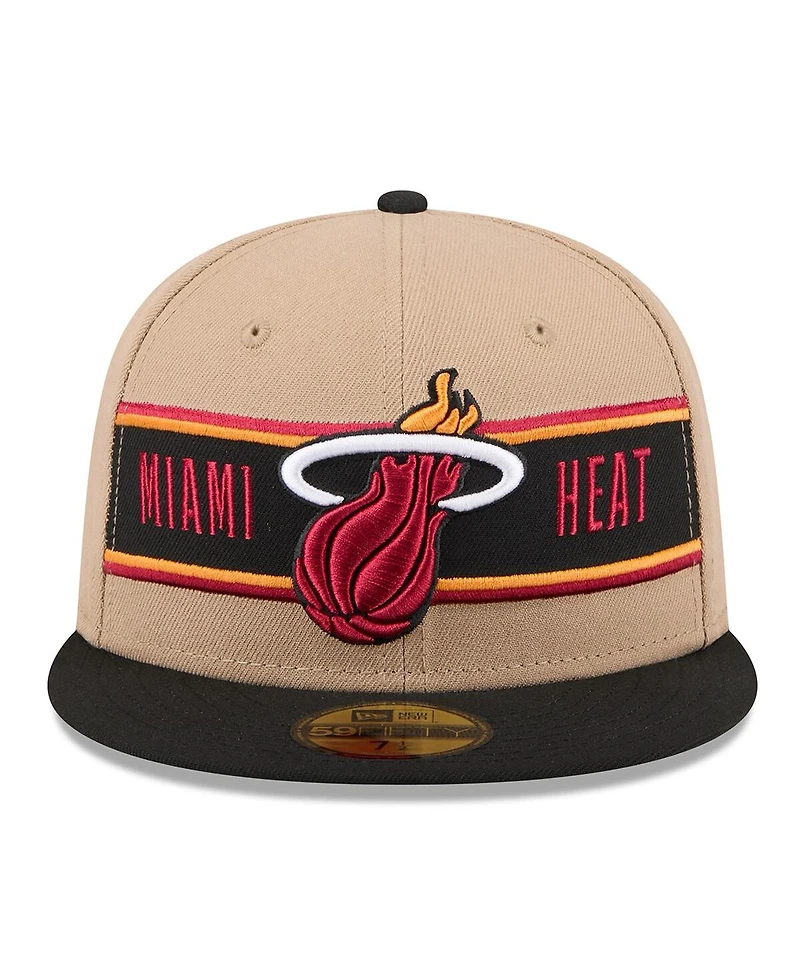 New Era Men's Tan/Black Miami Heat 2024 Nba Draft 59FIFTY Fitted Hat