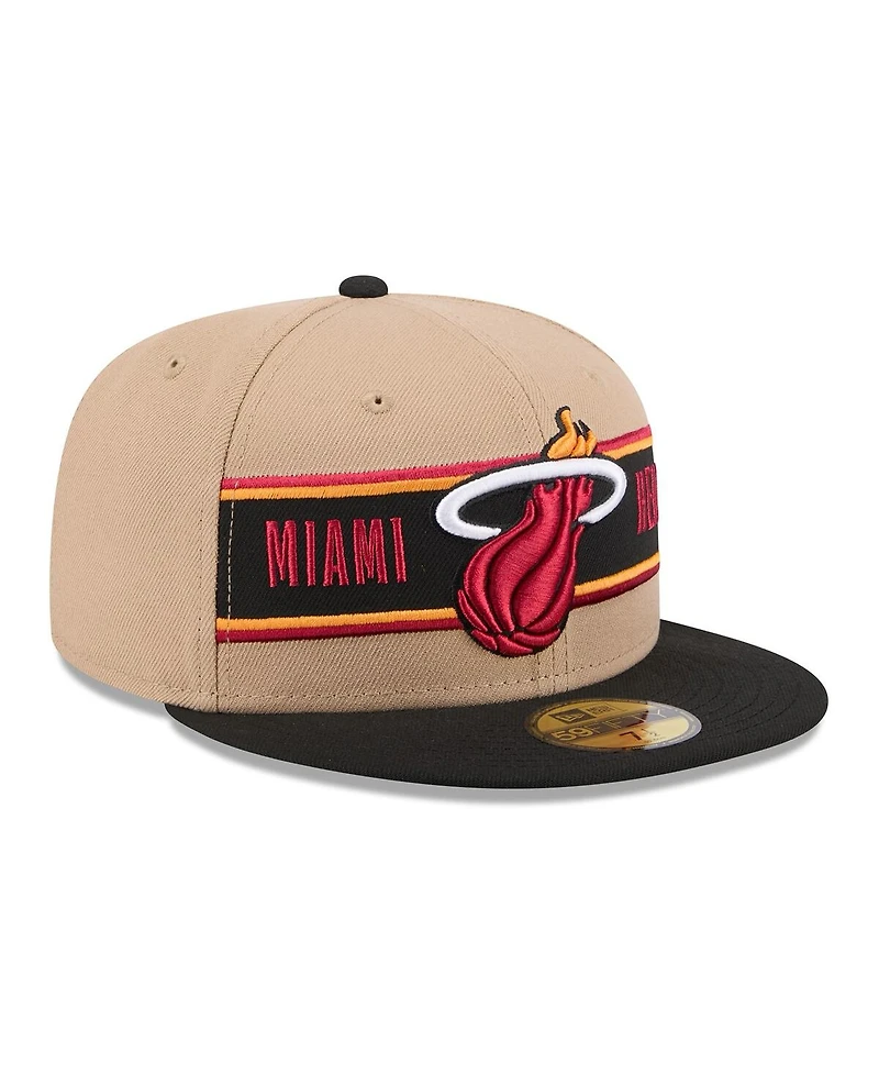 New Era Men's Tan/Black Miami Heat 2024 Nba Draft 59FIFTY Fitted Hat