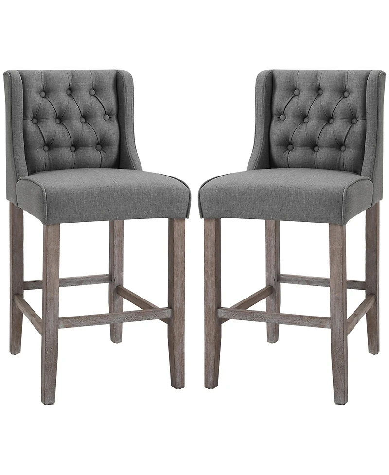 Homcom Dual 40" High Back Countertop Height Dining Stool Seat Accent Furniture Set