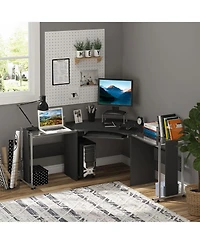 Homcom 69" L-Shaped Computer Desk Modern Pc Sd Corner Workstation Office