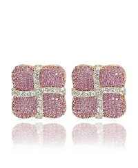 Suzy Levian New York Suzy Levian Sterling Silver Sapphire & Created White Sapphire Wrapped Cushion Drop Stud Earrings