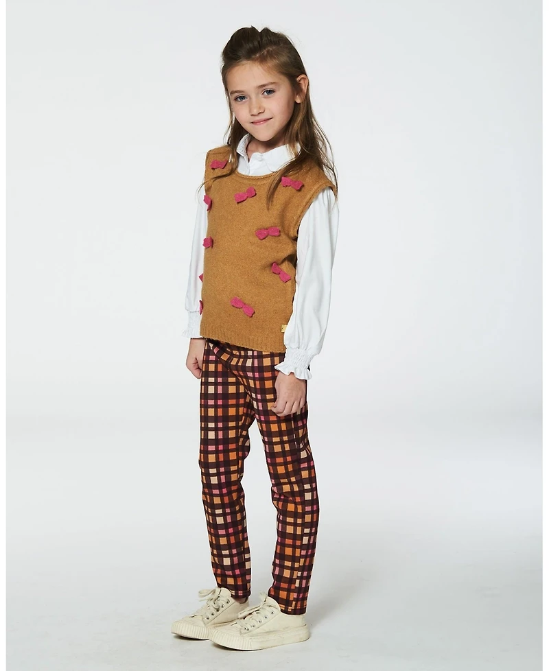 Deux par Deux Toddler Girls Knit Vest With Bows Golden Brown - Toddler|Child