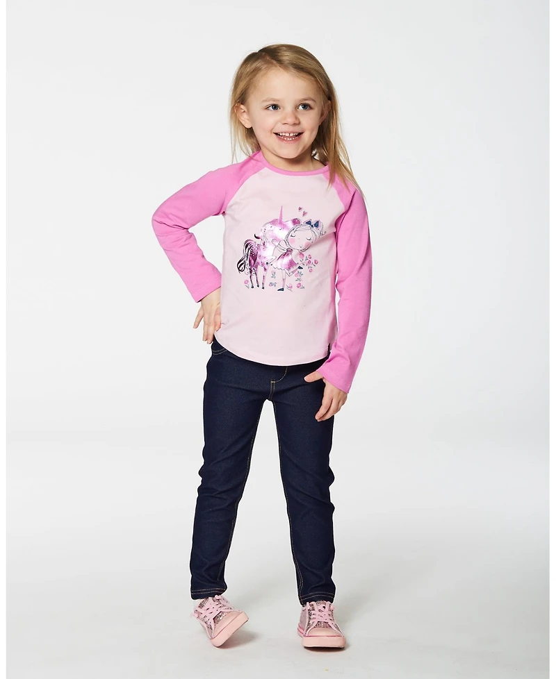 Deux par Deux Toddler Girls Dark Blue Denim Jeggings - Toddler|Child