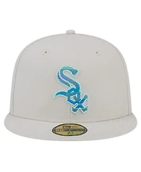 New Era Men's White Chicago Sox Stone Mist 59FIFTY Fitted Hat