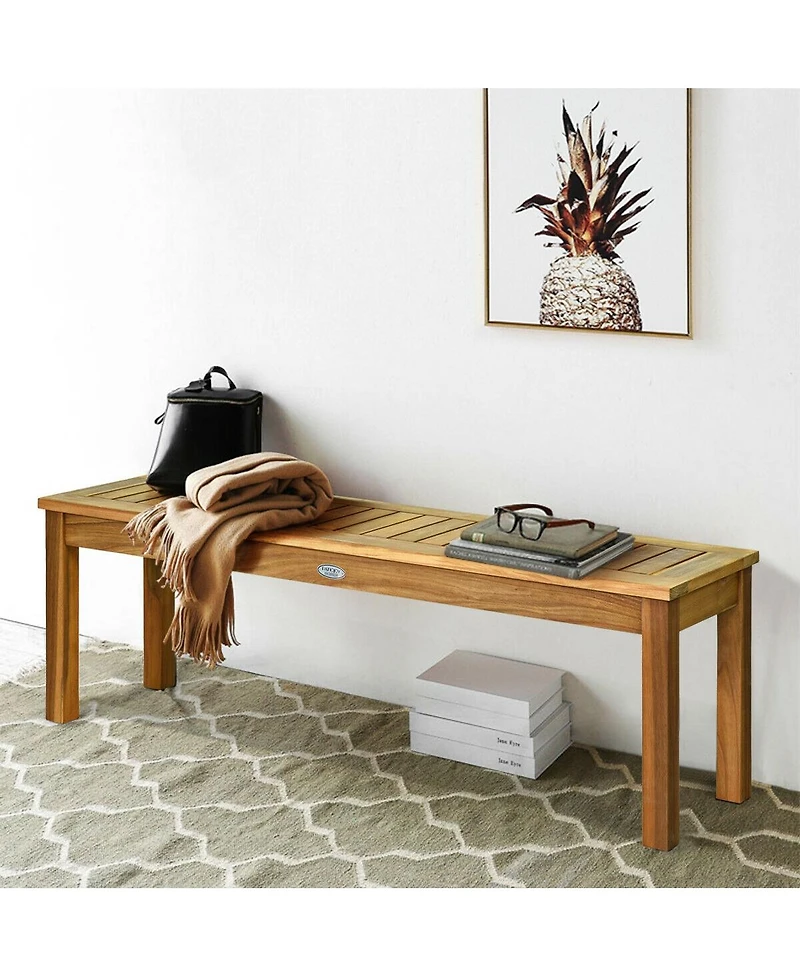 Slickblue 52 Inch Outdoor Acacia Wood Dining Bench Chair