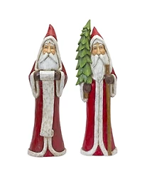 Slickblue Rustic Hooded Santa With Tree And List (Set of 2)
