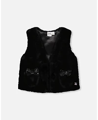 Deux par Toddler Girls Faux Fur Vest Black - Toddler|Child