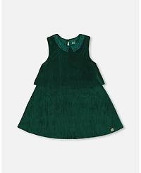 Deux par Toddler Girls Sleeveless Dress With Eyelet Collar Forest Green - Toddler|Child