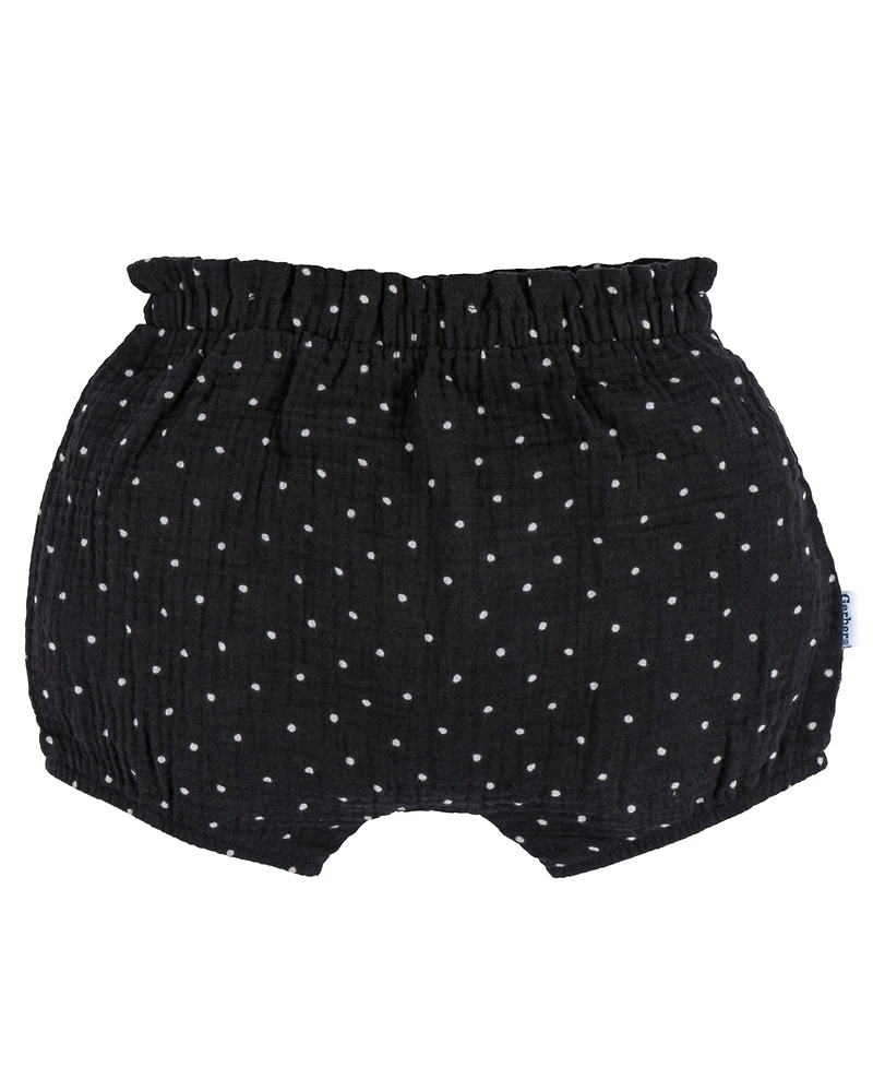 Gerber Baby Girls Gauze Bubble Shorts, 3-Pack