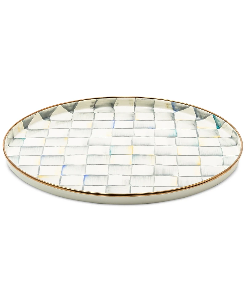 Mackenzie-Childs Sterling Check Enameled Steel Round Tray