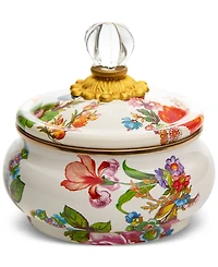 Mackenzie-Childs White Flower Market Enameled Steel Squashed Pot