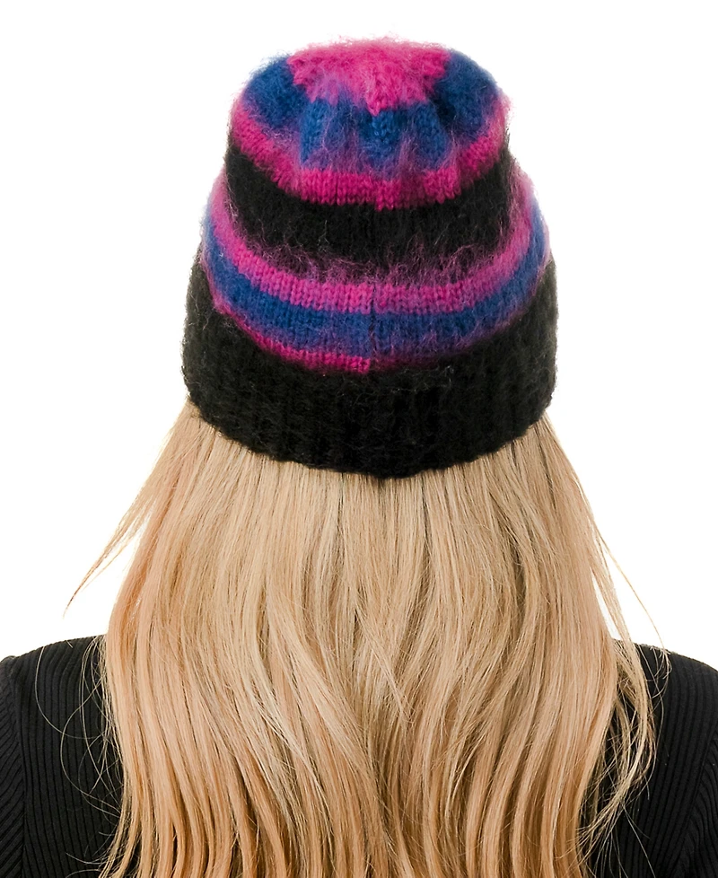 Marcus Adler Stripe Fuzzy Hair Beanie