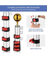 Yescom 20' Telescopic Aluminum Flag Pole Kit Tire Mount Stand w/ Gold Ball Finial Outdoor