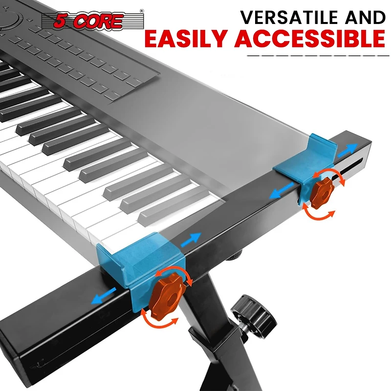 5 Core Keyboard Stand Z Style Height Width Adjustable Portable Heavy Duty Music Stands for Kids and Adults Fits 54 to 88 Key Electric Pianos