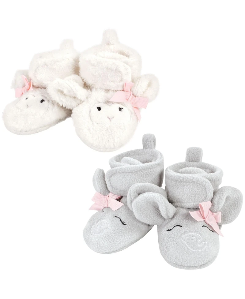Hudson Baby Girls Animal Fleece Booties 2-Pack