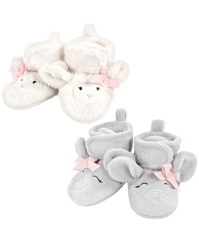 Hudson Baby Girls Animal Fleece Booties 2-Pack