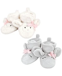 Hudson Baby Girls Animal Fleece Booties 2-Pack