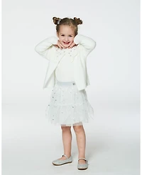 Deux par Big Girls Glittering Tulle Skirt Off White