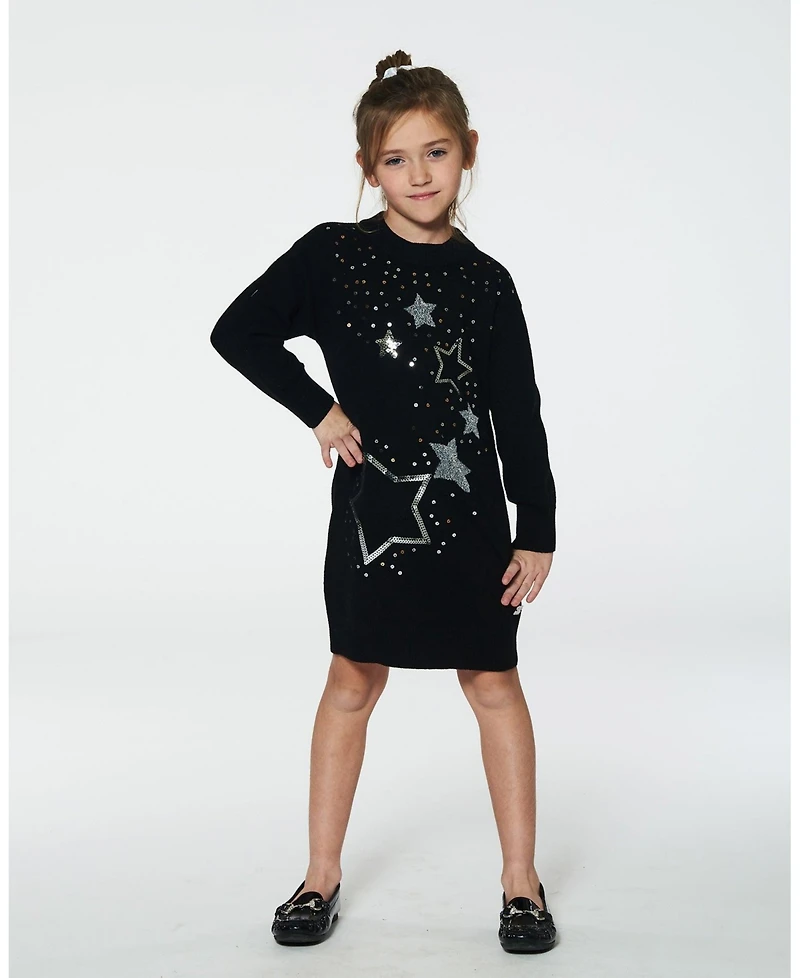 Deux par Toddler Girls Knitted Dress With Sequins Black - Toddler|Child